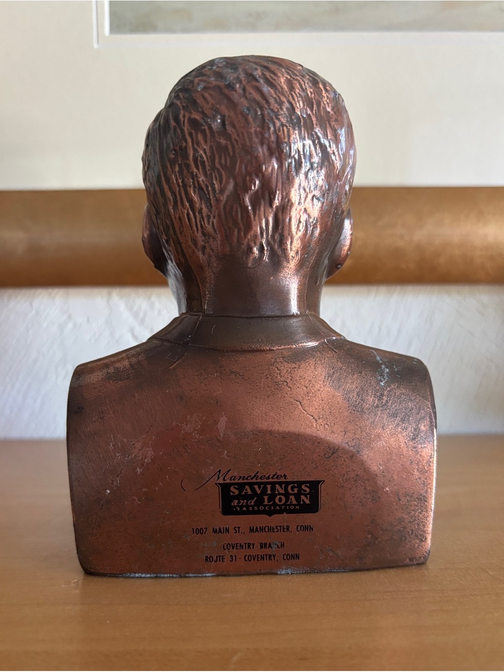 Vintage Coin Bank John F. Kennedy Bust Copper Finish - Collectible Coventry CONN - Picture 7 of 10